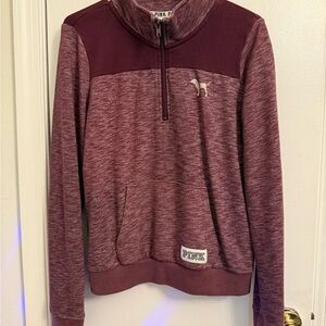 PINK Victoria's Secret Brown Zip Up Sweater with Textured Knit